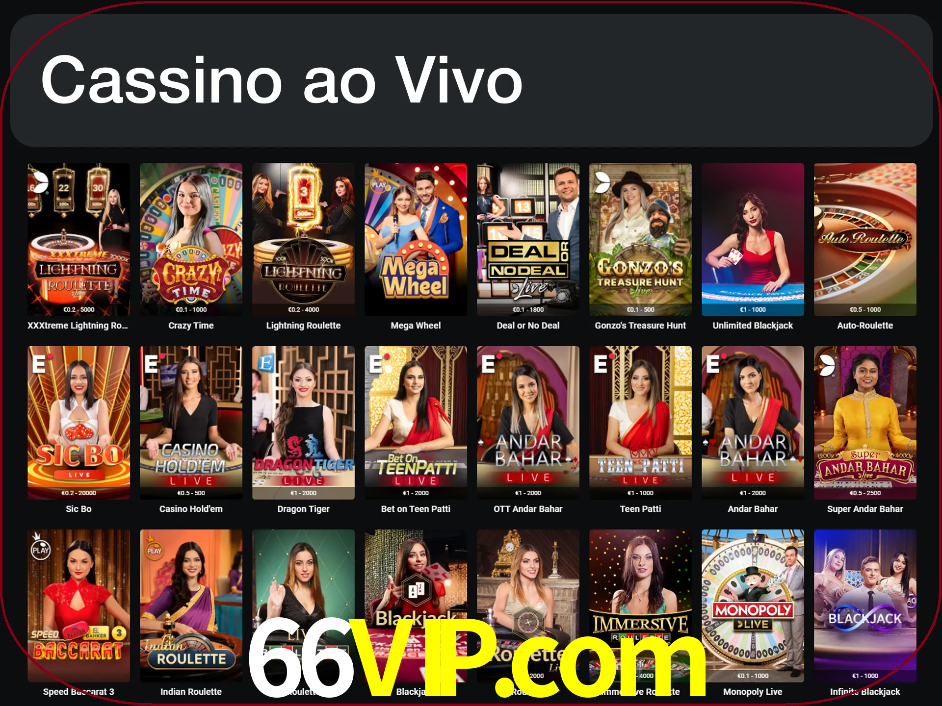 Jogue jogos de cassino com um verdadeiro dealer.