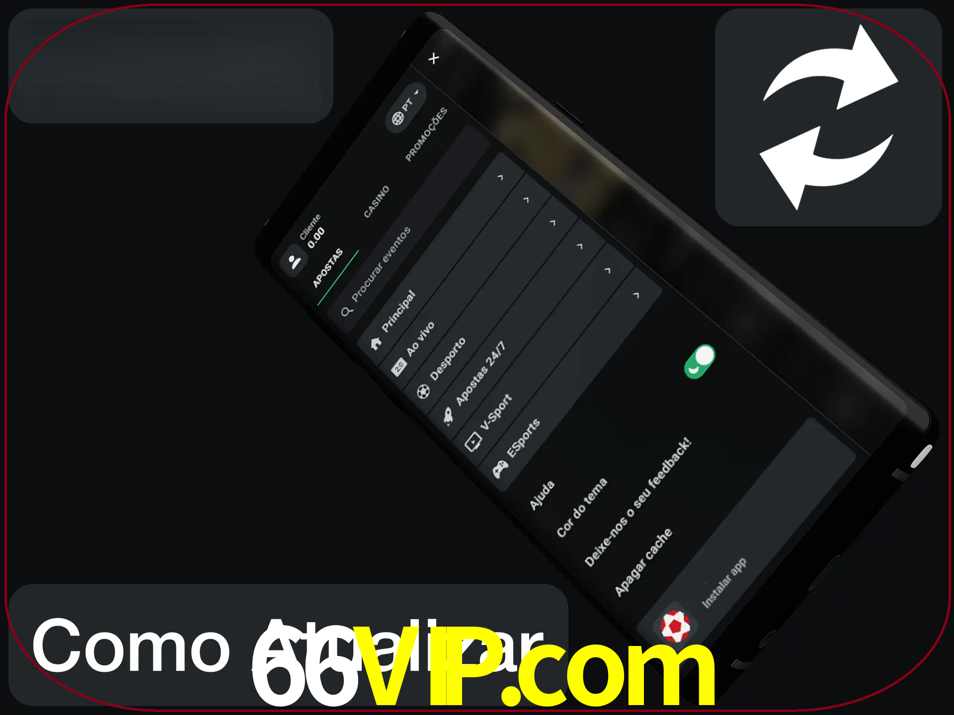 O aplicativo é atualizado automaticamente quando você faz o login.
