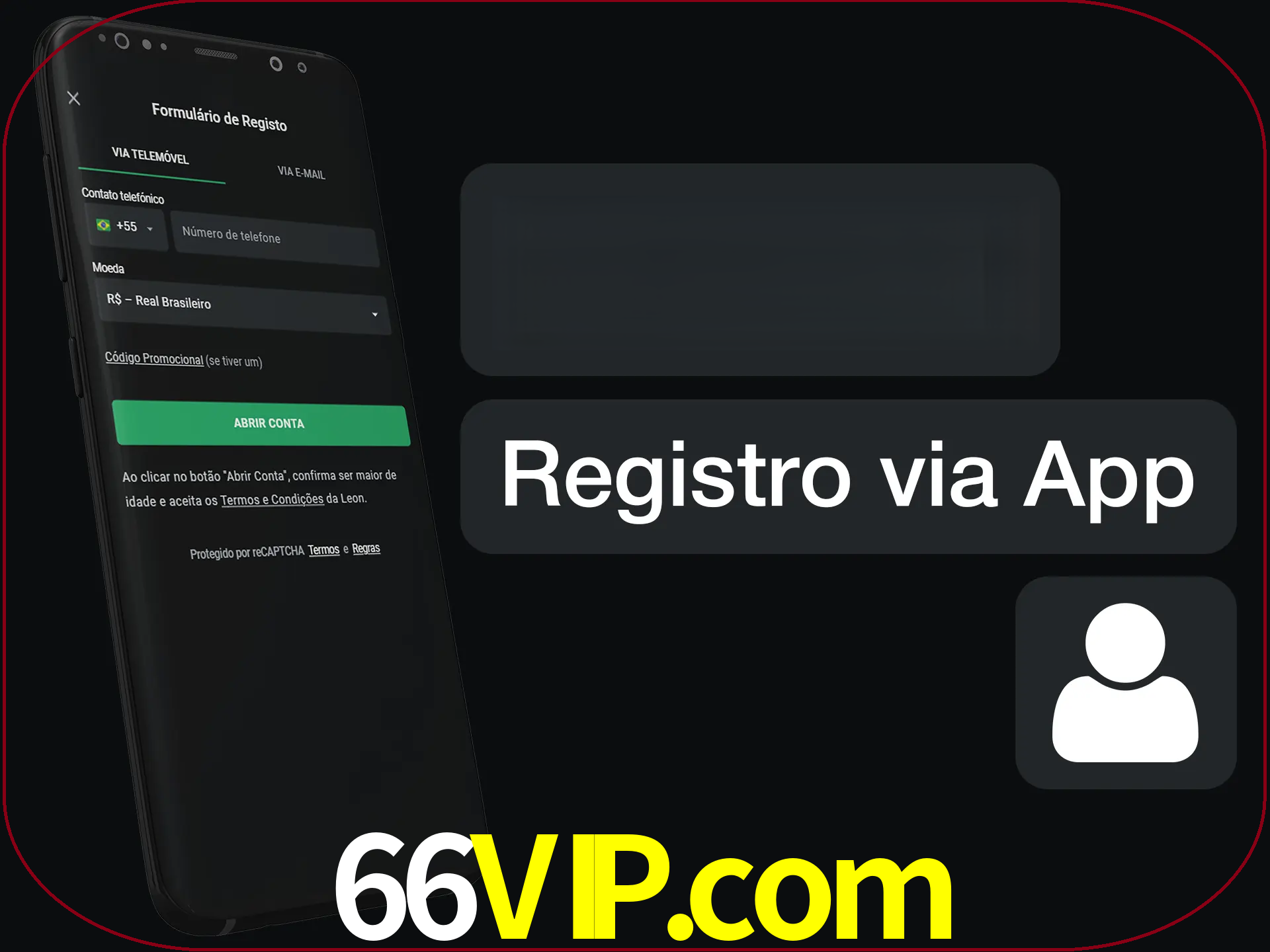 Registre-se com duas etapas usando o aplicativo.